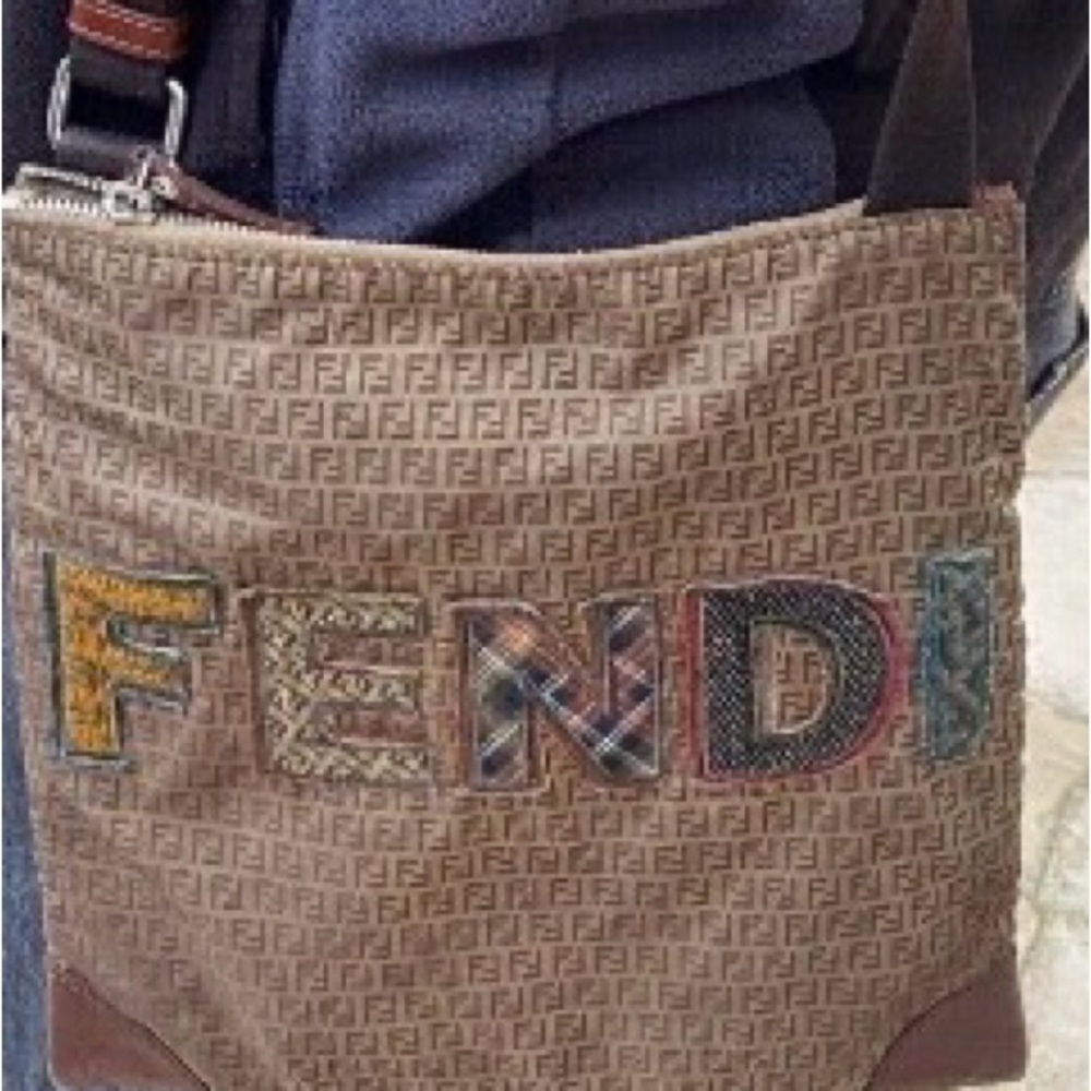 Fendi Brown Multicolor Logo crossbody bag